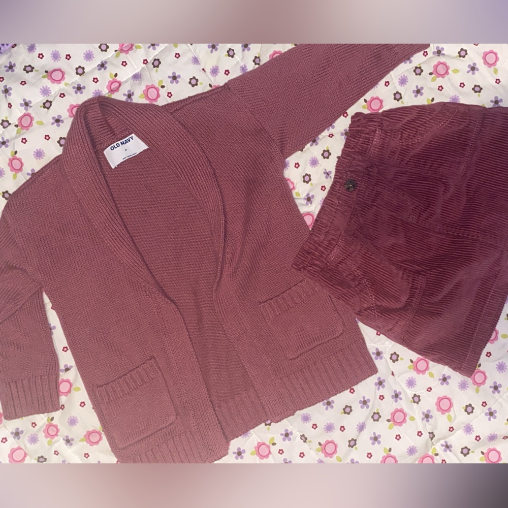 Berry Burgundy Sweater & Corduroy Skirt